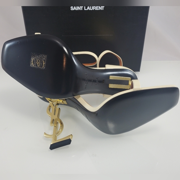 NWT$1,500 Saint Laurent YSL Opyum 110mm Logo High Heels Leather Sandal Sz 8.5 - Picture 14 of 16